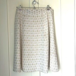 Pendleton Petite 8P Geometric Print Skirt Cream Tan Diamond Boho Heritage
